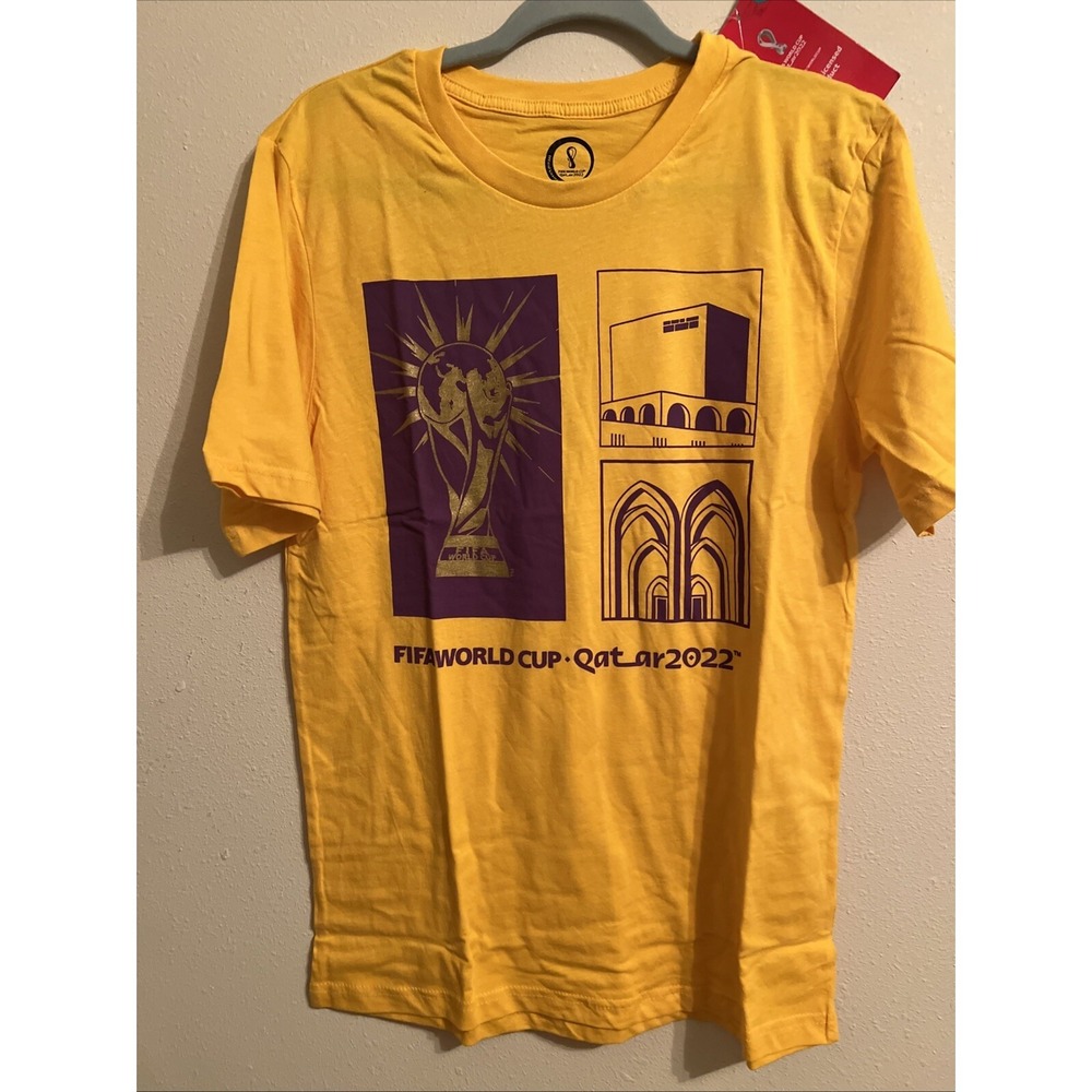 FIFA World Cup 2022 Qatar Yellow Gold  T-Shirt Official Licensed Top‎ Medium